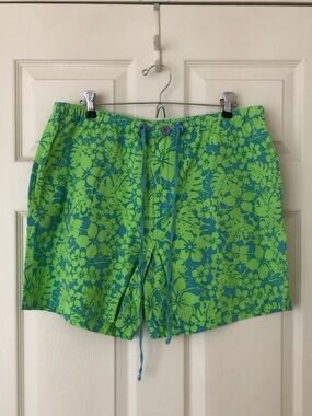 NWOT Garnet Hill Tropical Floral Print Shorts Drawstring/Elastic Waist Size 14